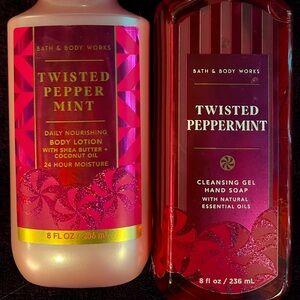 Bath and Body works peppermint twist hand soap and lotion *NEVER USED*
